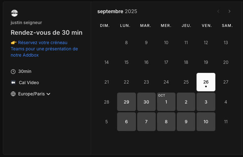 Calendrier Cal.com